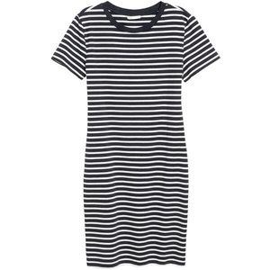 Black and white striped t shirt dress h&m L